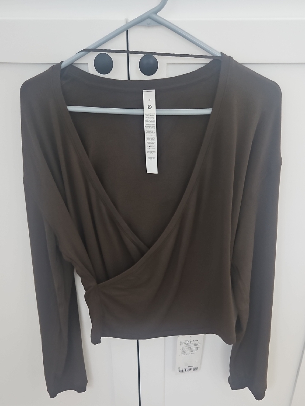 lululemon athletica brown Wrap-Front Long Sleeve Top